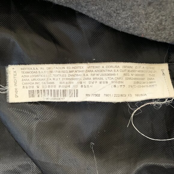 ZARA Wool Blend Double Breasted Coat 7901/222, Grey, Size XS - Picture 5 of 7